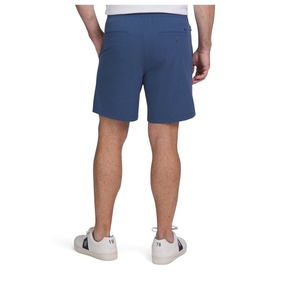 NWT-Chaps-M-dark denim-linen blend,elastic waist, drawstring, pull on, shorts. - Picture 2 of 15